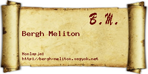Bergh Meliton névjegykártya
